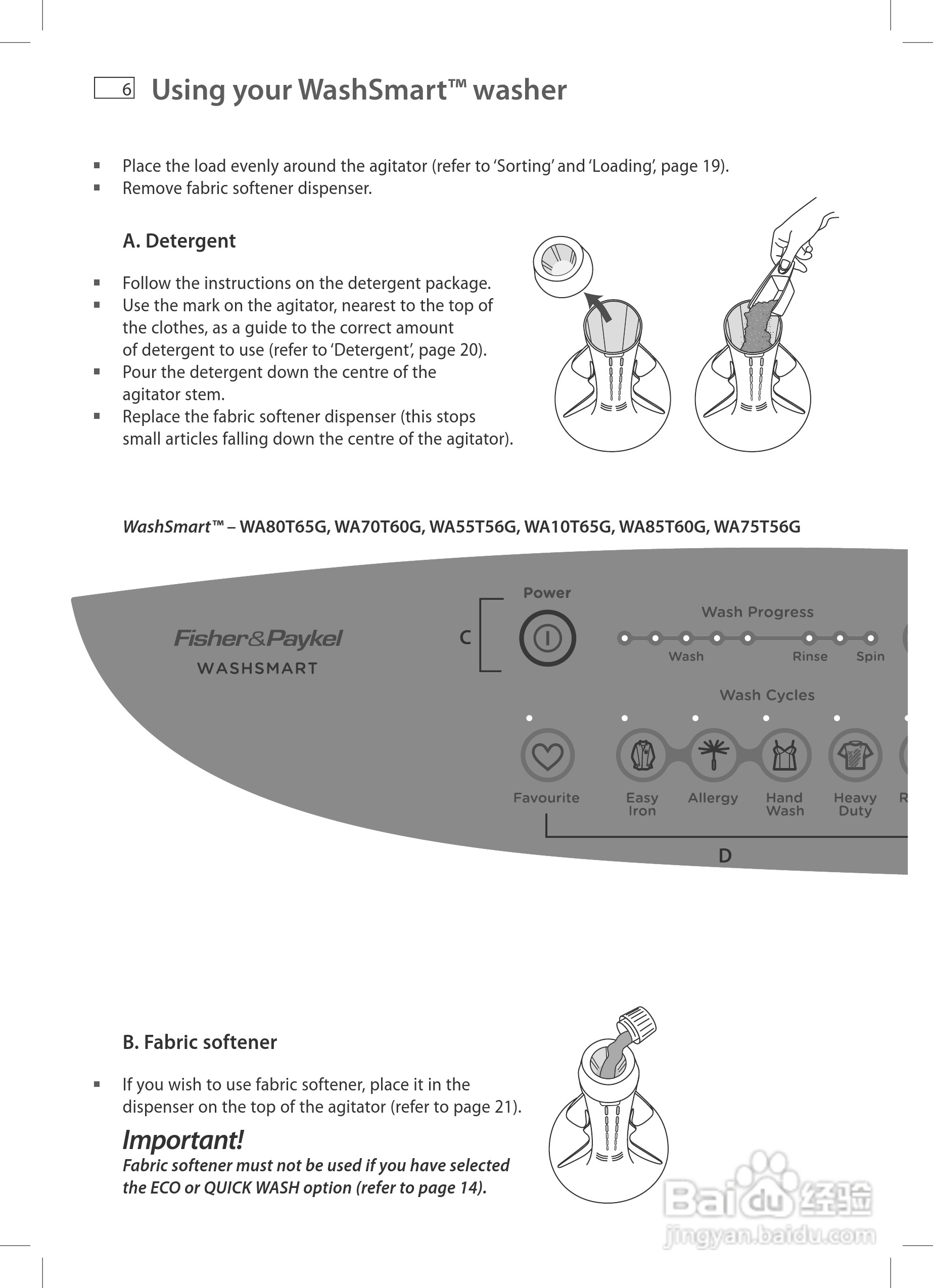 斐雪派克WA55T56GW1洗衣机说明书:[1]