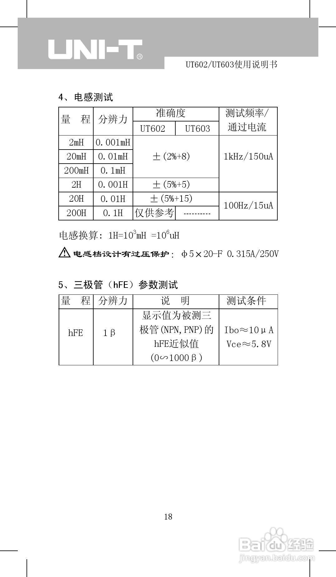 UNI-T UT602/UT603电感表/电感电容表使用说明书:[2]