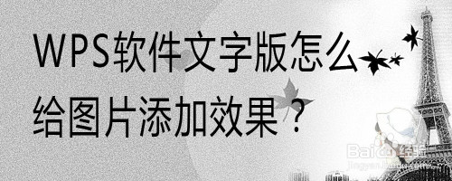 wps軟件文字版怎麼 給圖片添加效果?