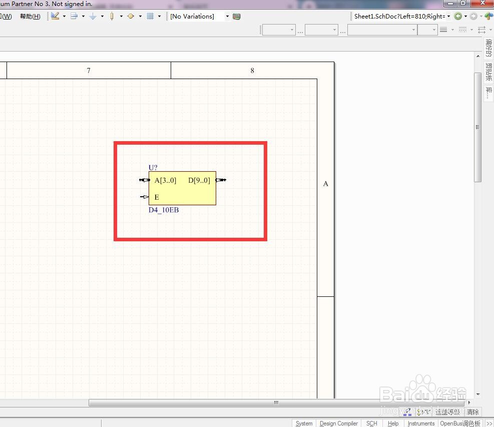 如何在AD中放置4转10总线使能解码器？