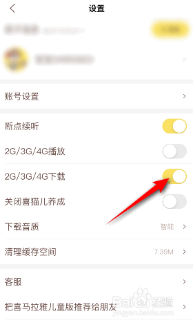 喜马拉雅儿童版2G3G4G下载怎么开启