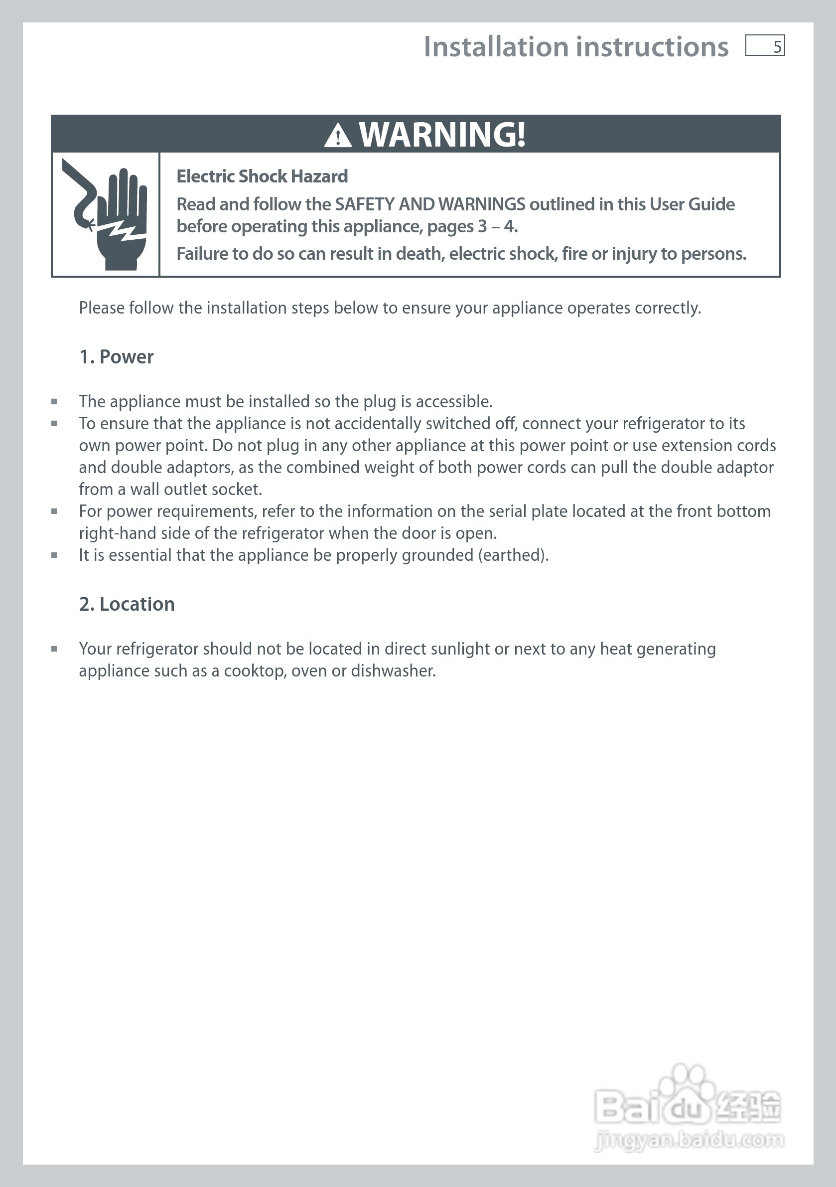 斐雪派克E442BRXFDU2冰箱说明书:[1]