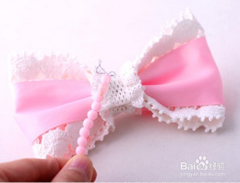 粉色蕾丝小公主发卡制作教程