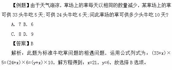 2018四川公务员省考行测数量关系牛吃草解题步骤