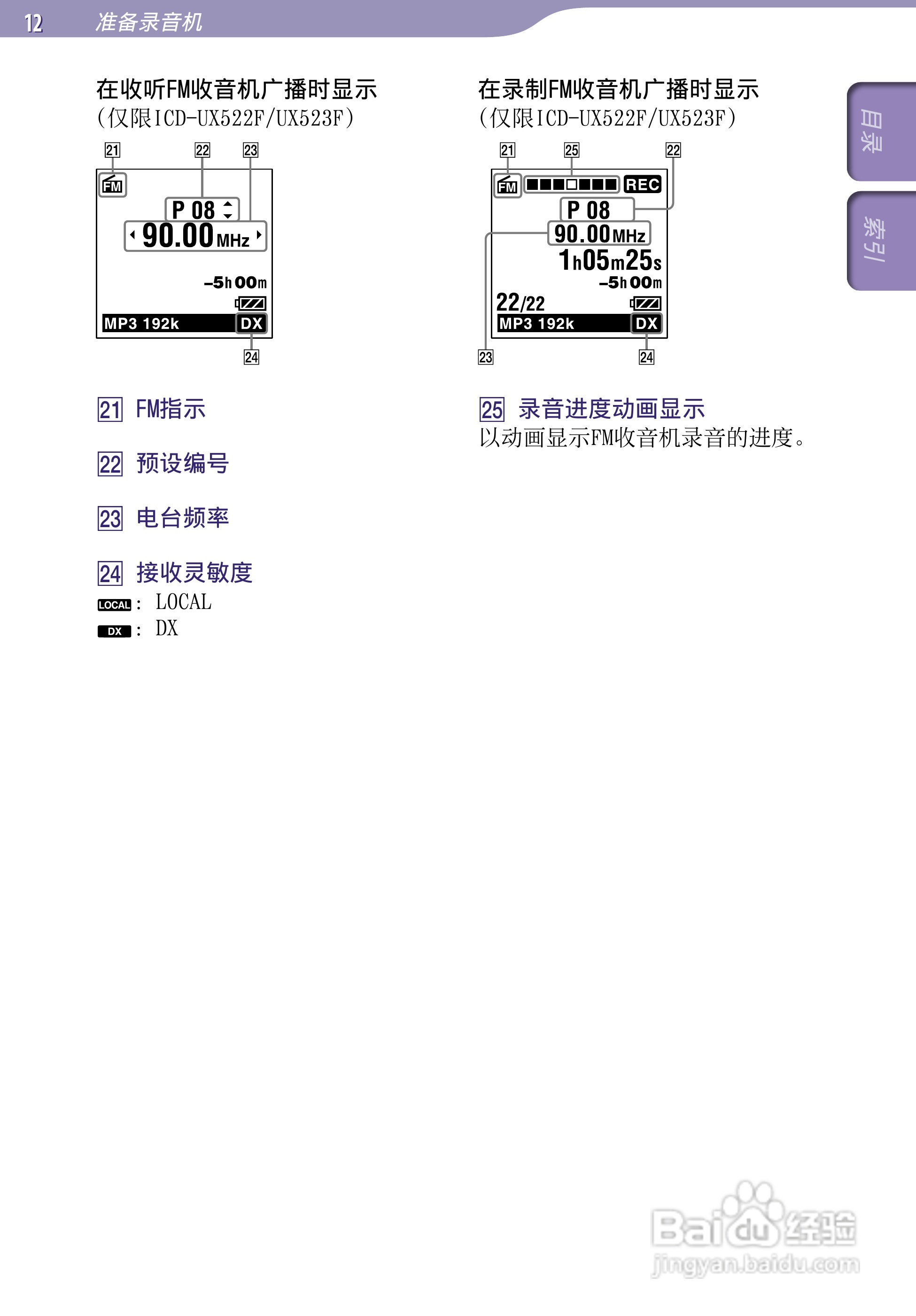 索尼ICD-UX523F数码录音棒使用说明书:[2]