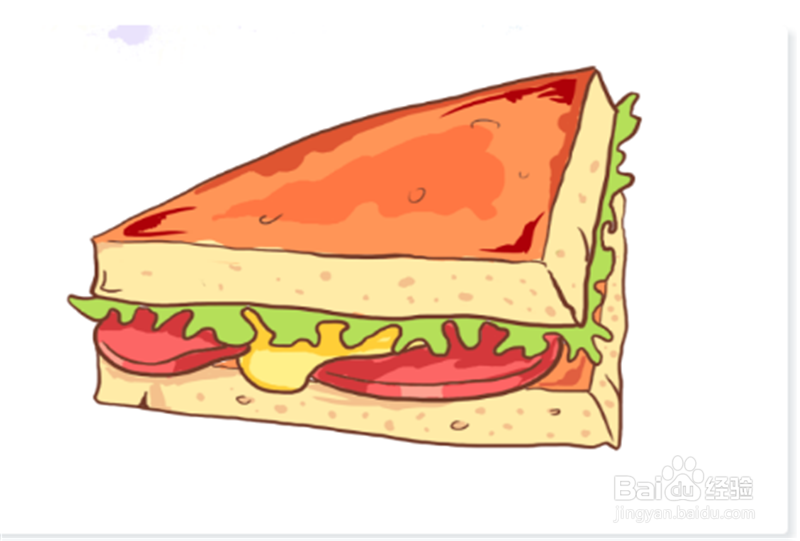 三明治的简笔画 彩色图片