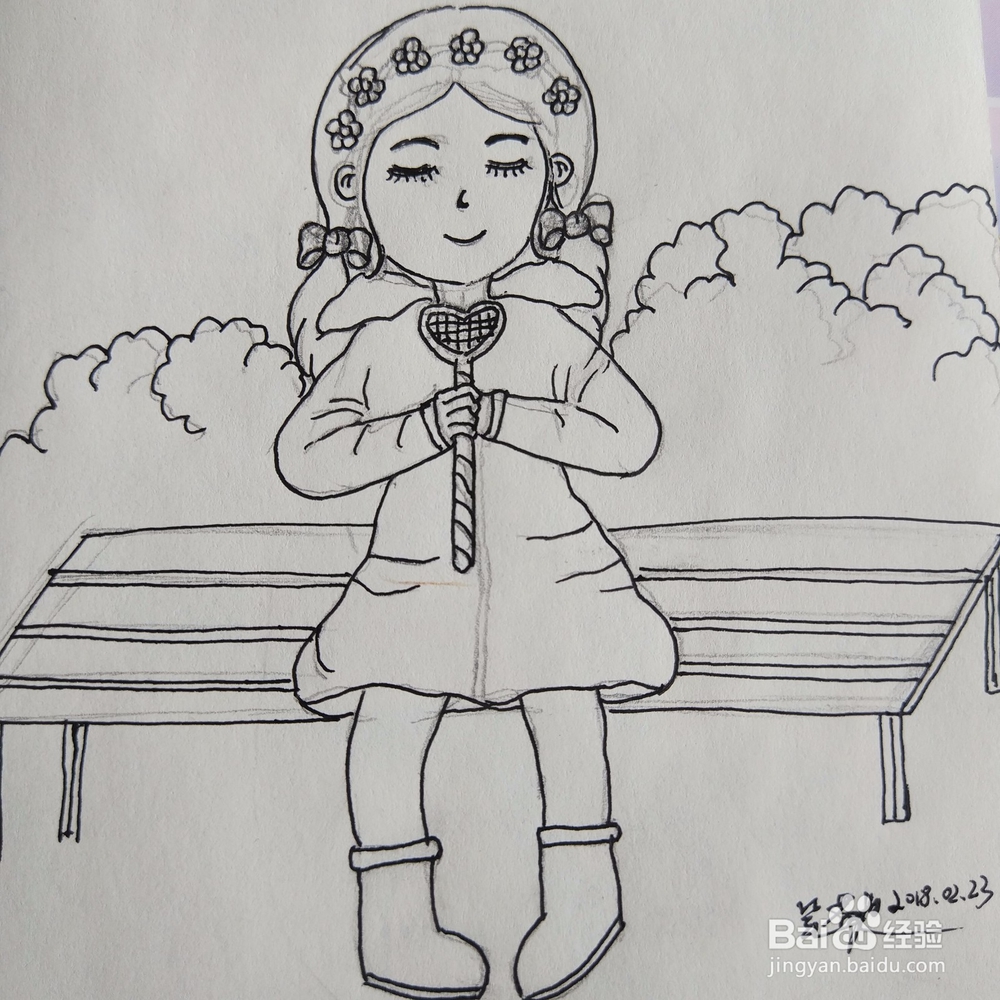 简笔画：可爱萌萌哒女孩步骤图