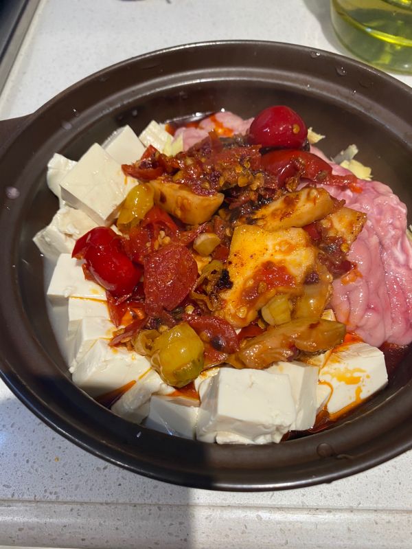 泡椒猪脑花烧豆腐