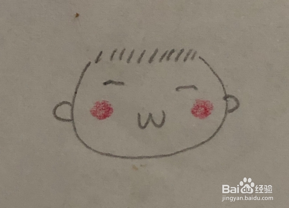 简笔画~寸头婴儿头像的画法