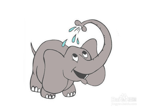 洗澡的大象简笔画