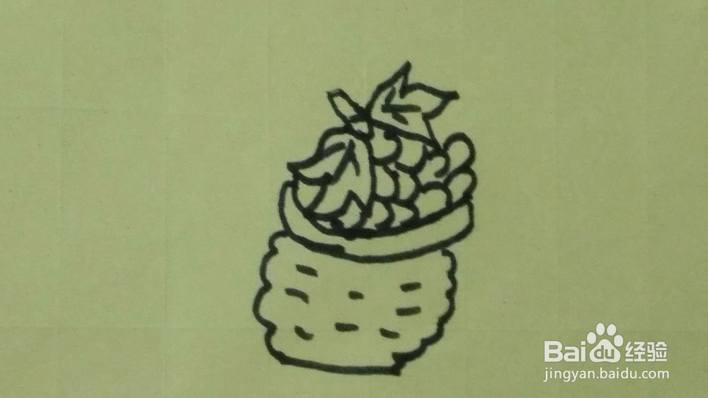 竹篓里的葡萄幼儿绘画