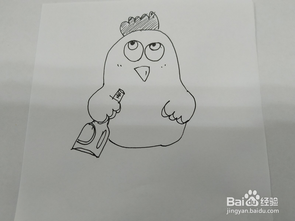 喝啤酒吃串串的小鸡简笔画怎么画？