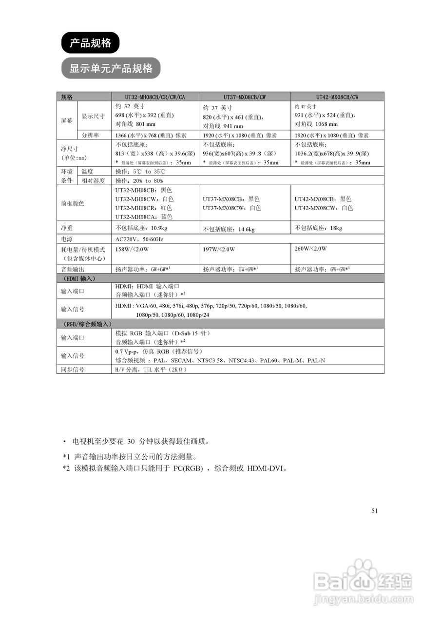 日立液晶彩色电视机UT42-MX08CB/CW型使用说明书:[6]
