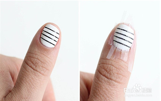 黑白格子美甲教程