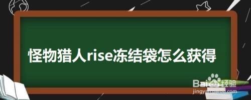 怪物猎人rise冻结袋怎么获得 百度经验