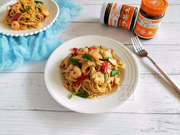 沙茶酱虾仁炒面