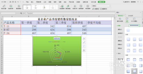 WPS电子表格创建雷达图