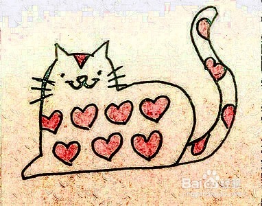 <b>怎么画一只趴着的猫的简笔画？身上很多爱心那种</b>