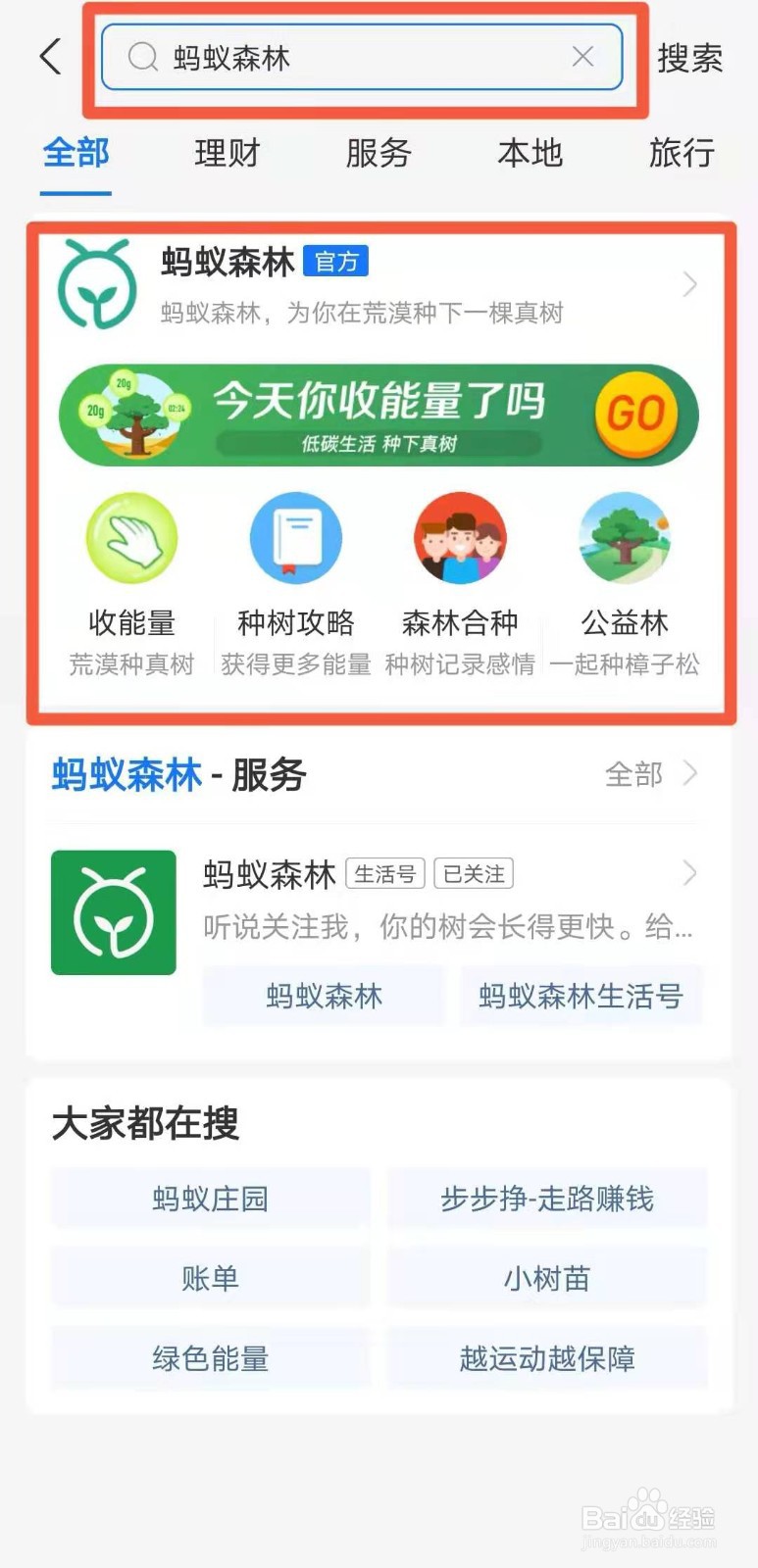 如何在支付宝蚂蚁森林中给合种的树浇水