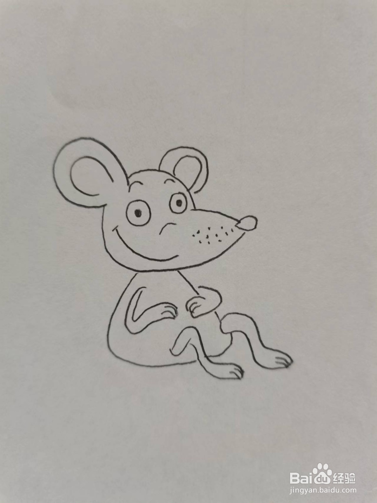 铅笔画吃饱的小老鼠