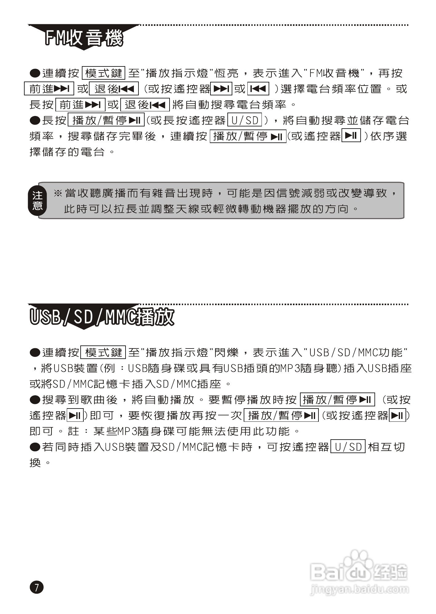 旺德通信WD-6209U USB/MP3/FM随身音响说明书.