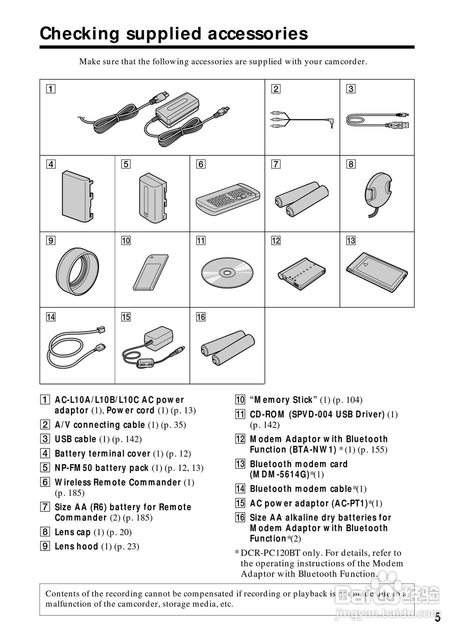 索尼DCR-PC120BT数码摄像机说明书:[1]