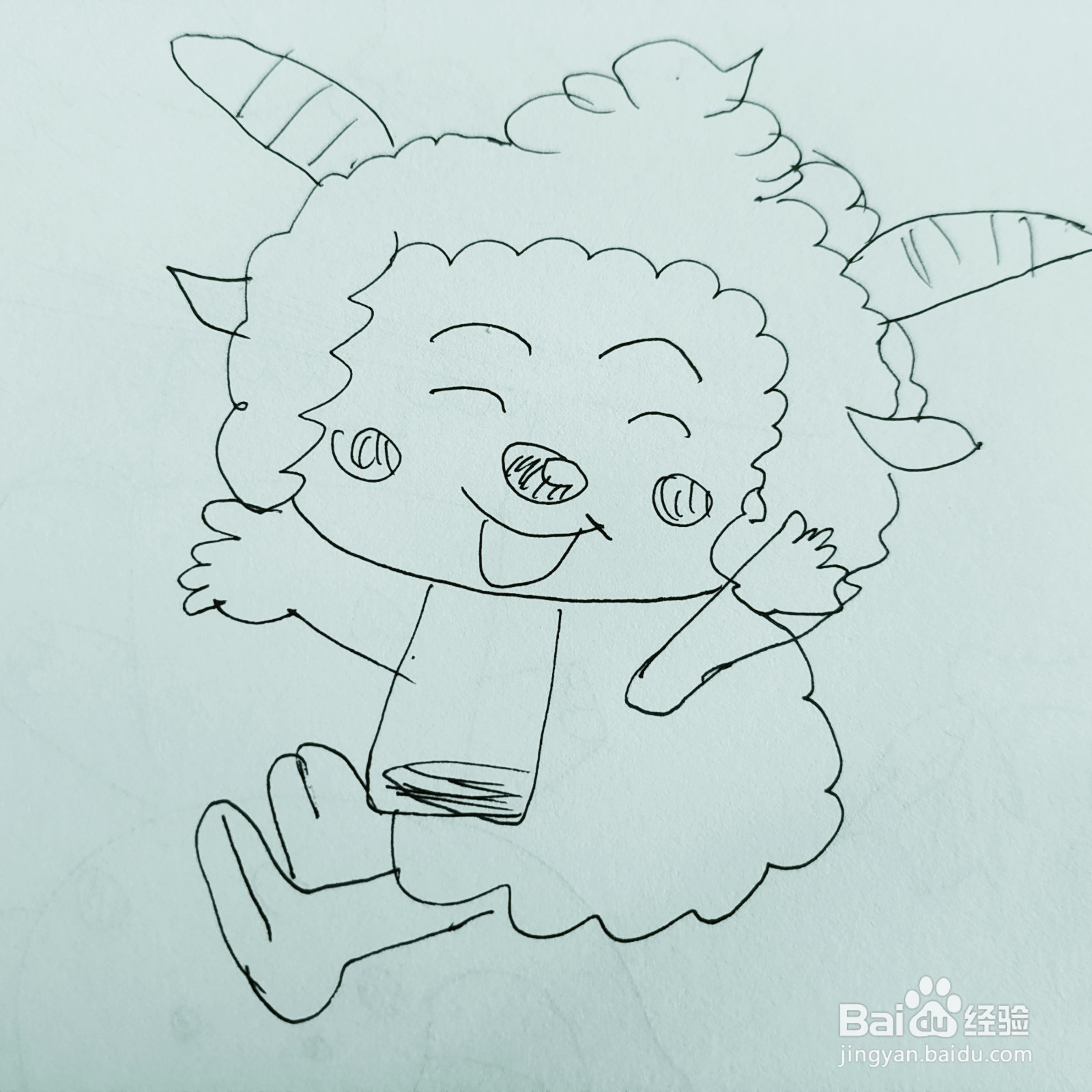 如何来画一只活泼的喜羊羊简笔画呢？