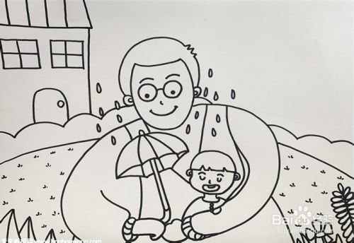 伴儿成长简笔画系列-怎样画关于父亲节的画