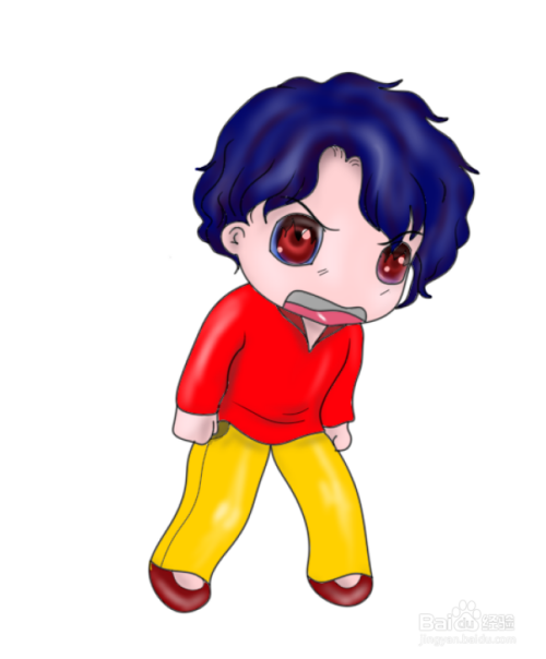 简笔画--q版愤怒的小男孩画法