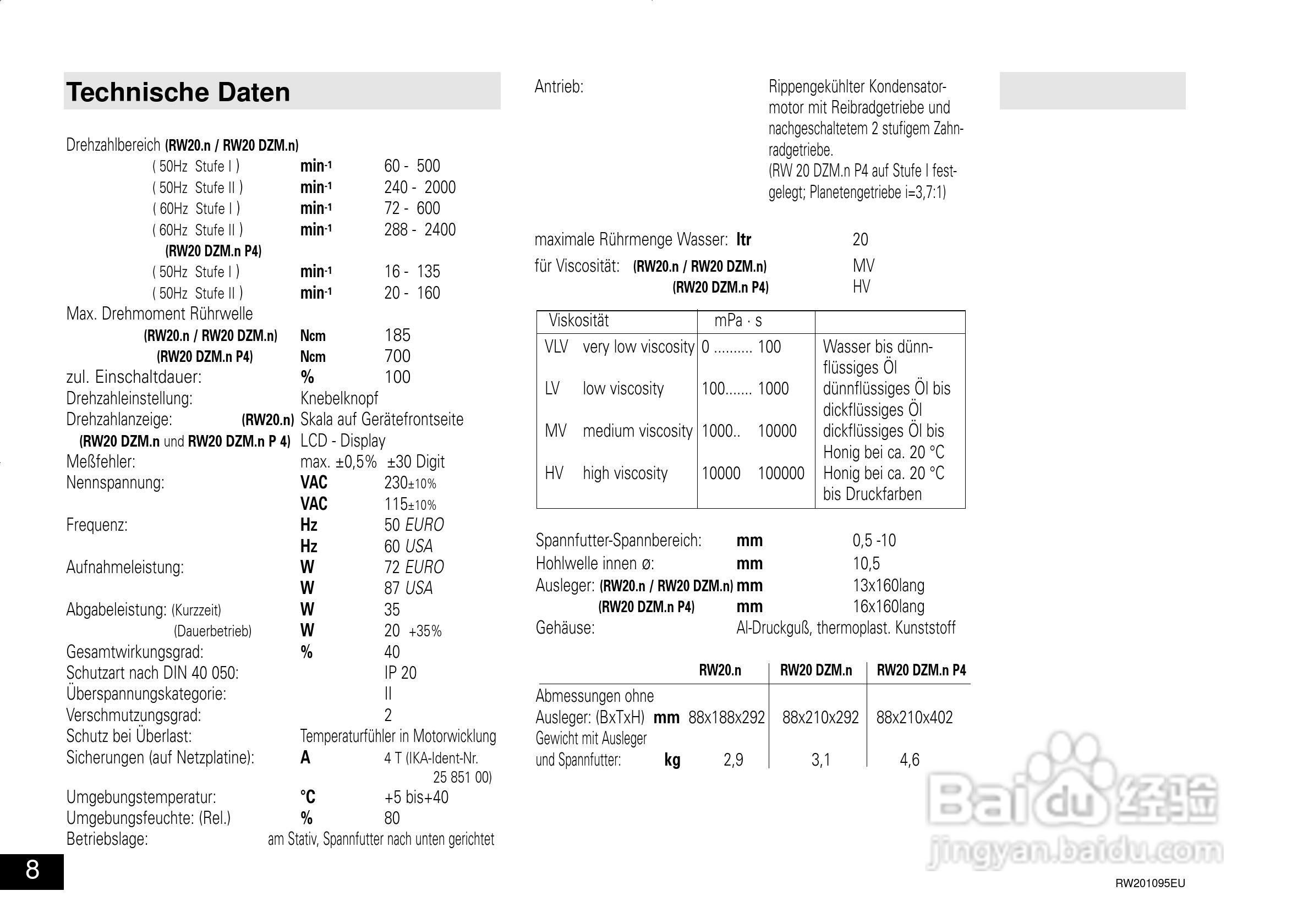IKA RW 20.n 顶置式机械搅拌器使用说明书:[1]