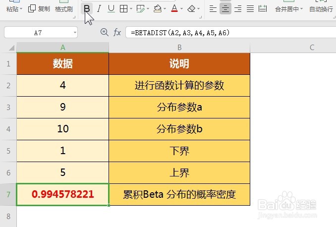 WPS Excel统计函数:BETADIST