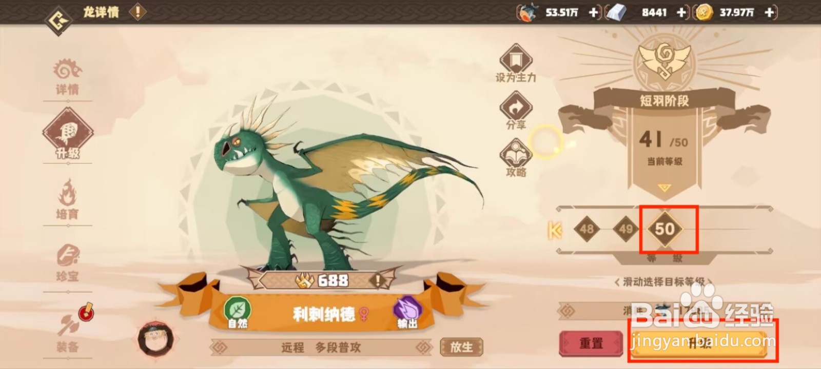 驯龙高手旅程利刺纳德怎么升到50级？