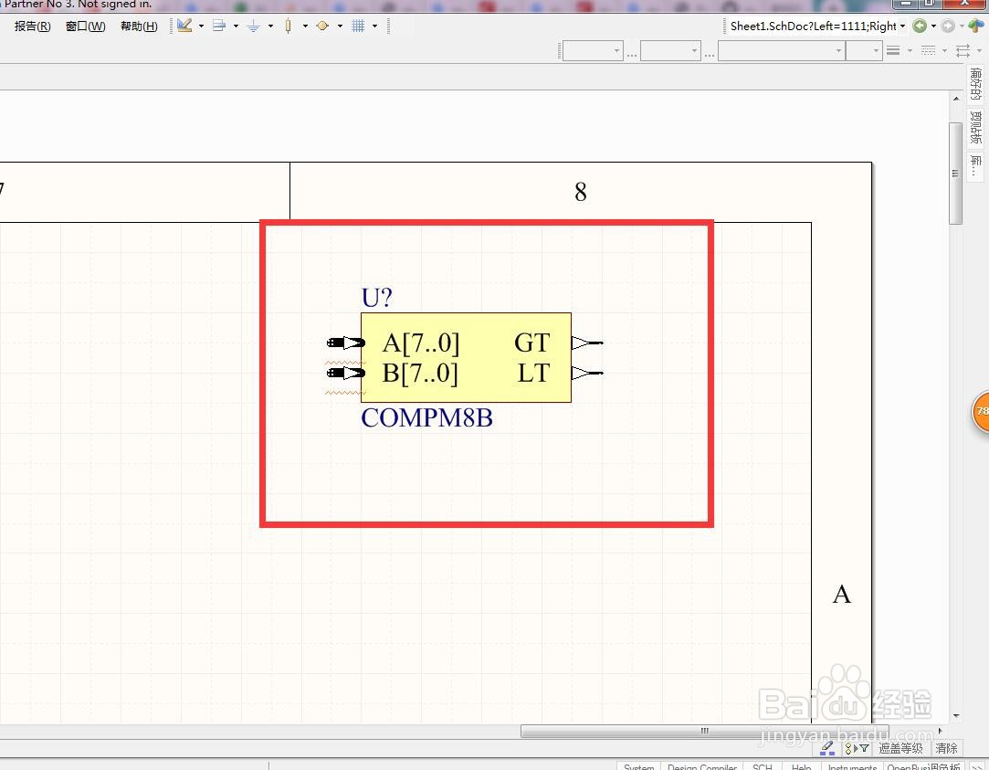 如何在AD中放置8位总线幅度比较器？