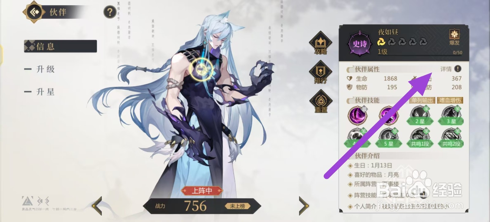 启明幻歌如何查看夜如昼的详情？