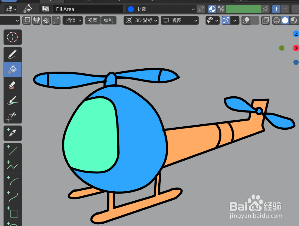 如何使用blender2.9快速设计直升飞机2D简图模型