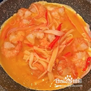 浇汁虾仁蟹柳滑蛋的做法