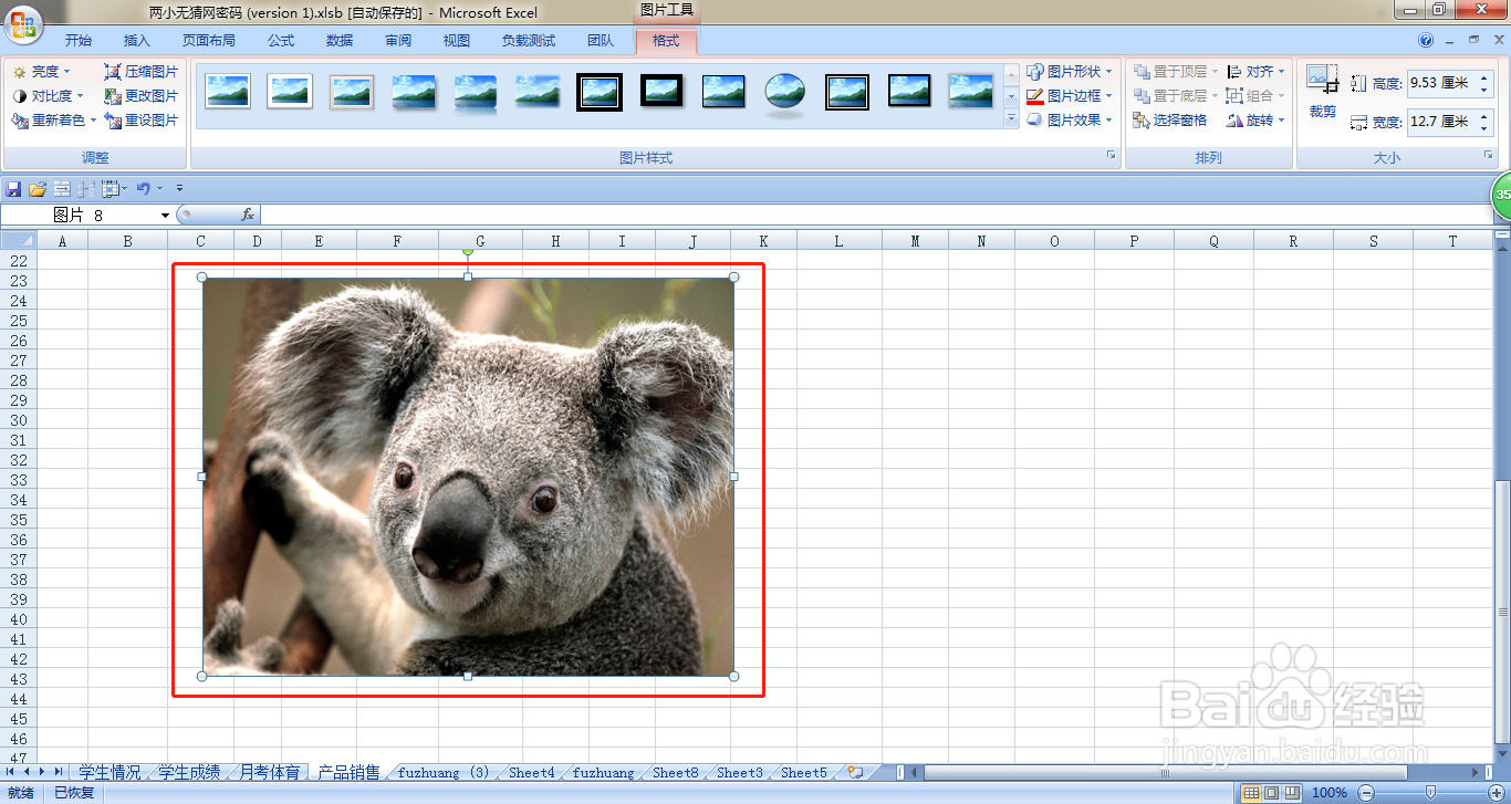 EXCEL如何给上传的图片添加金属框架