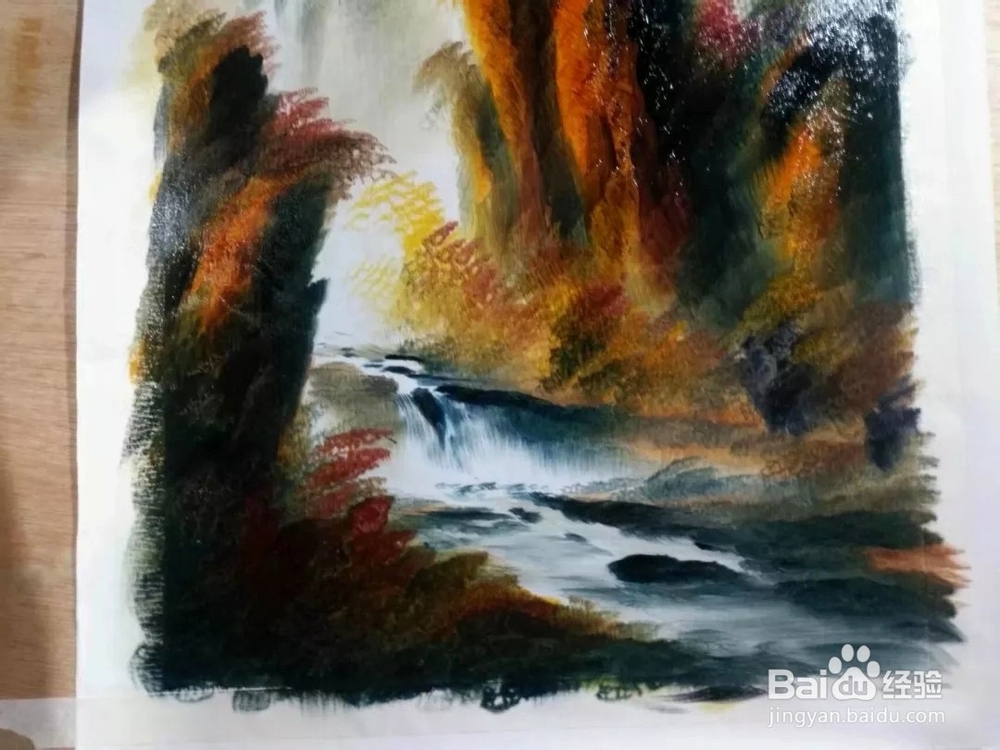 风景油画-刀画秋景画法