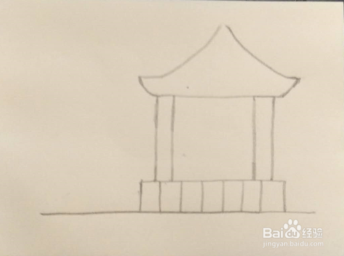 如何画一个凉亭