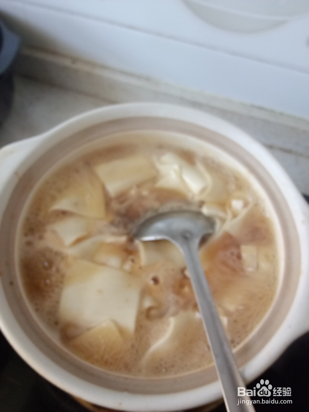 豆腐肉糜饺子皮汤