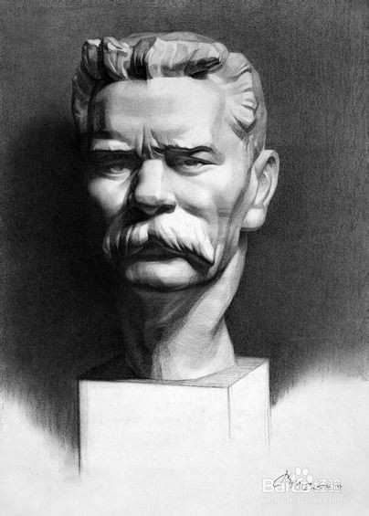 素描石膏高尔基的画法