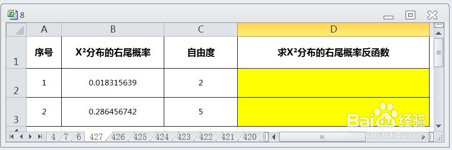 EXCEL用CHISQ.INV.RT求X²分布的右尾概率反函数
