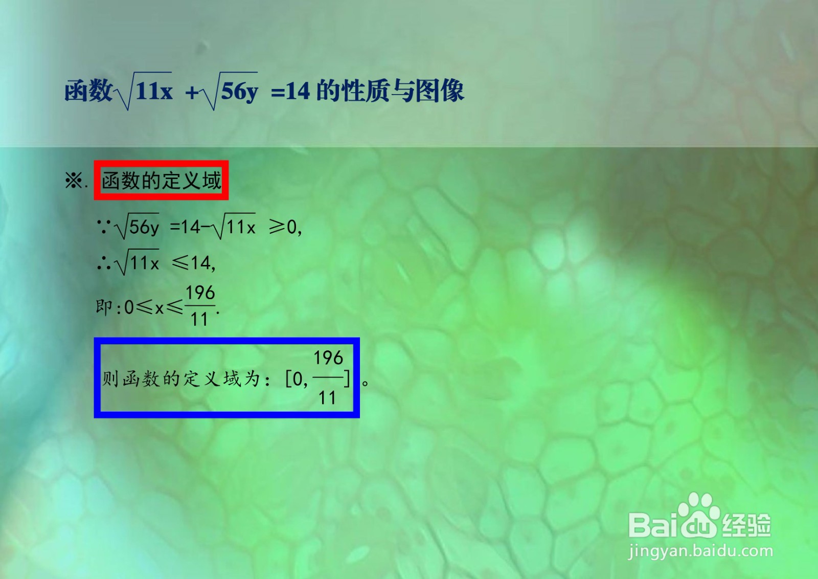 函数√11x+√56y=14的性质及其图像