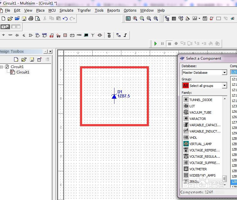 如何使用Multisim绘制1ZB7.5二极管?