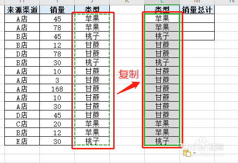 如何快速用sumif来筛选出相同类别之和？
