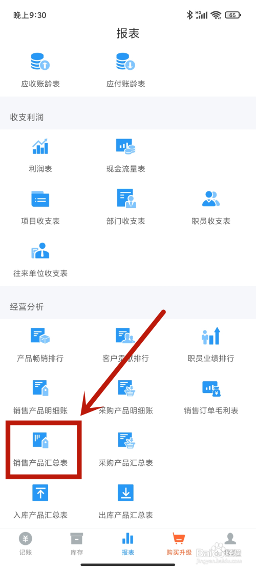 怎么在《账王记账》app中查找销售产品汇总表