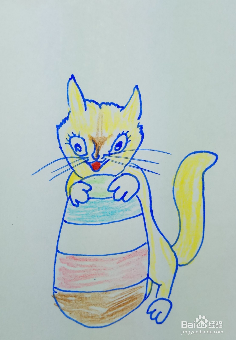 怎样画简笔画大尾巴黄猫？