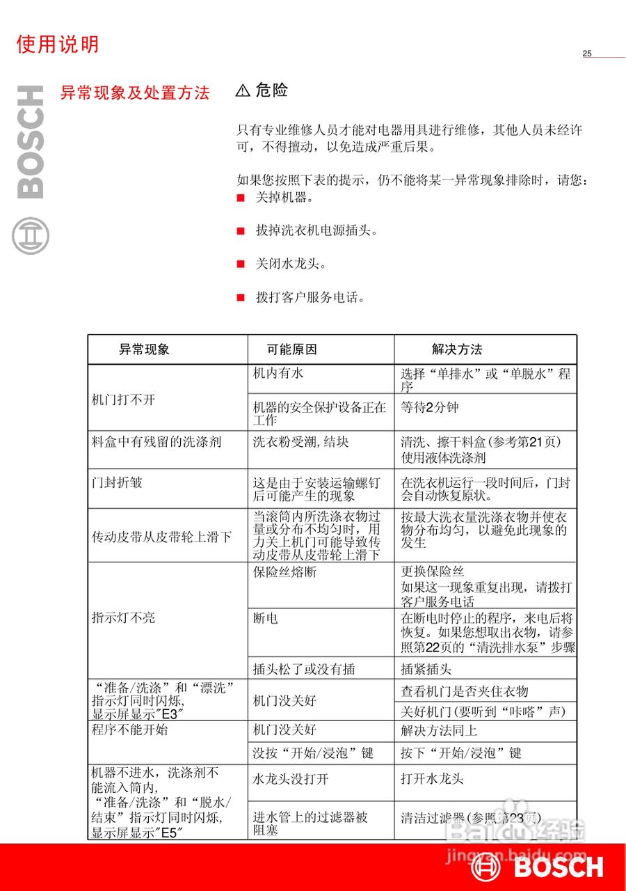 博世XQG52-20269全自动滚筒式洗衣机使用及安装说明书:[3]