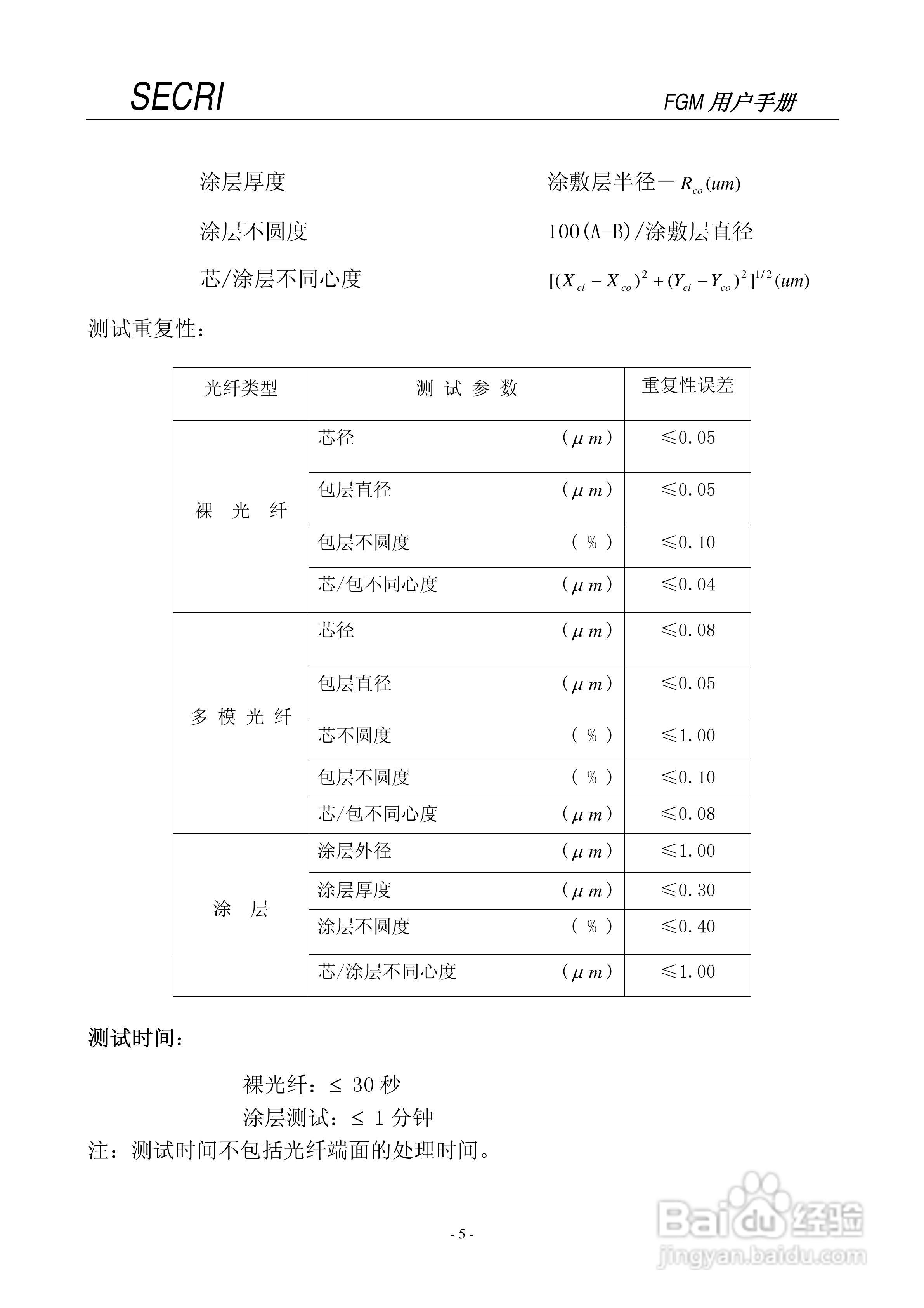 SECRI FGM-5光纤几何参数测试仪用户手册:[1]