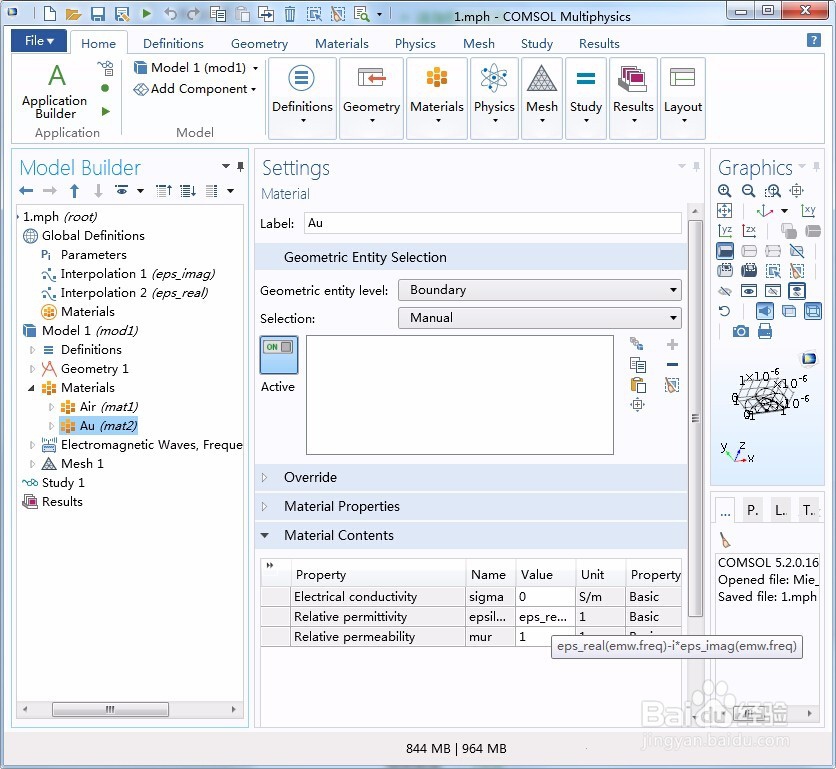comsol写入材料的折射率